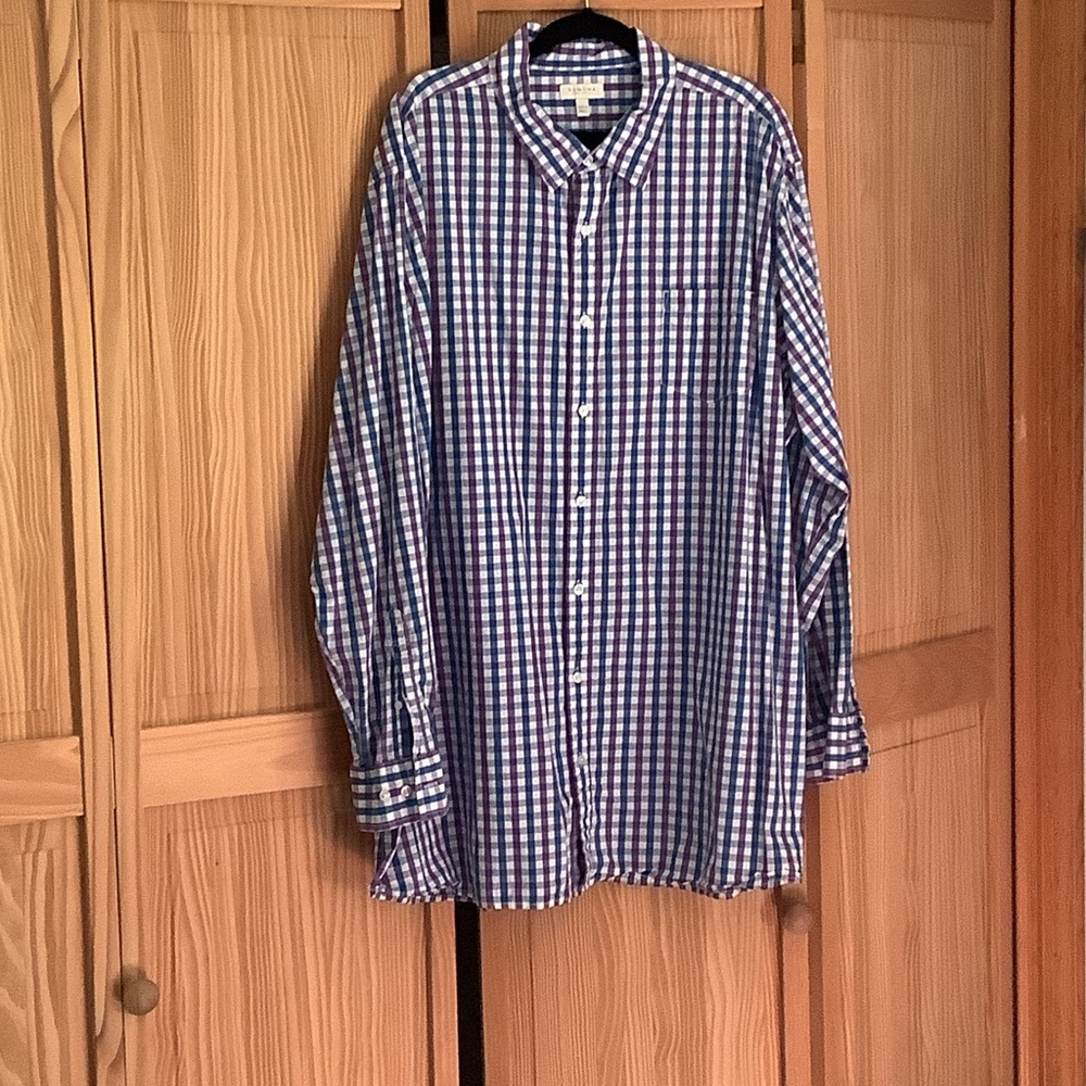 Men's Blue and purple Checkered Shirt 3XLT